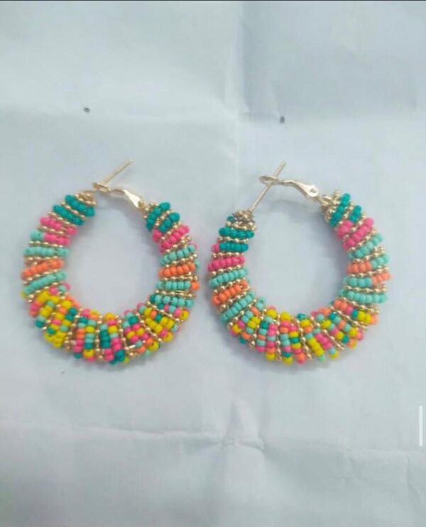 Beads Alloy Hoop Earring