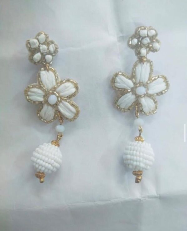 Modern Party Ladies White Beaded Earring