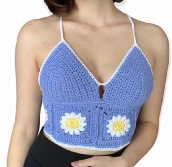 Blue Crochet Short Top