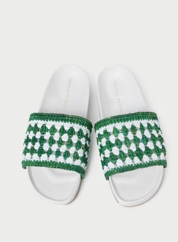 Green White Crochet Slippers