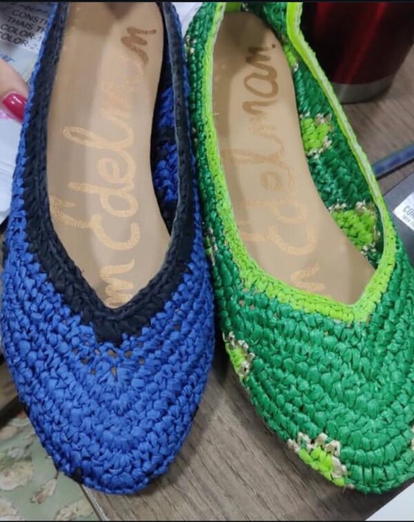 Green Blue Crochet Shoes