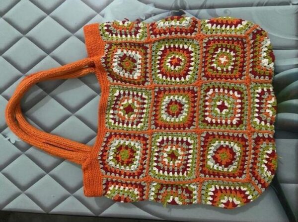 Crochet Large Orange Bag