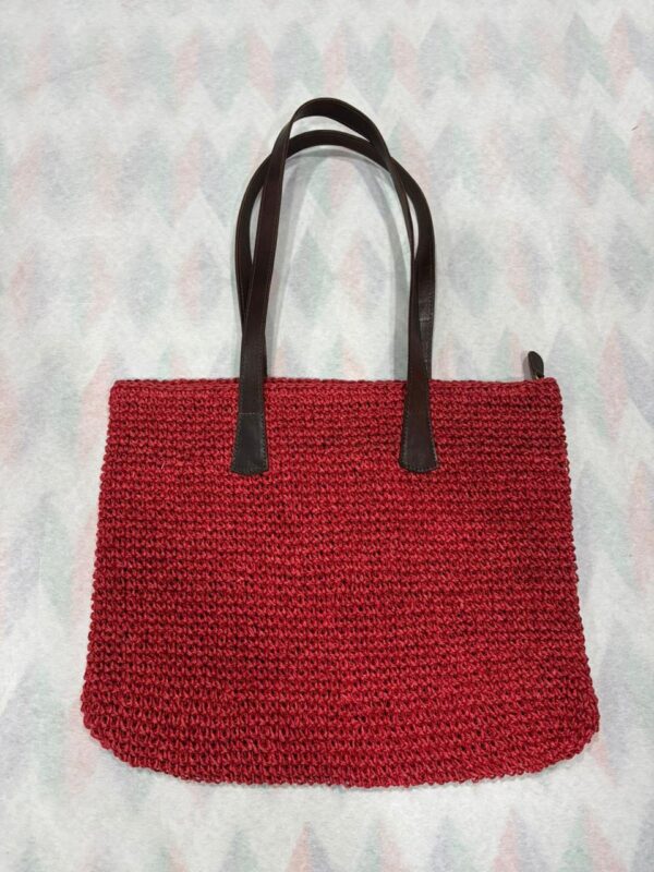 Maroon Raffia Bag