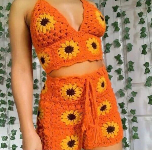 Crochet Orange Top & Skirt